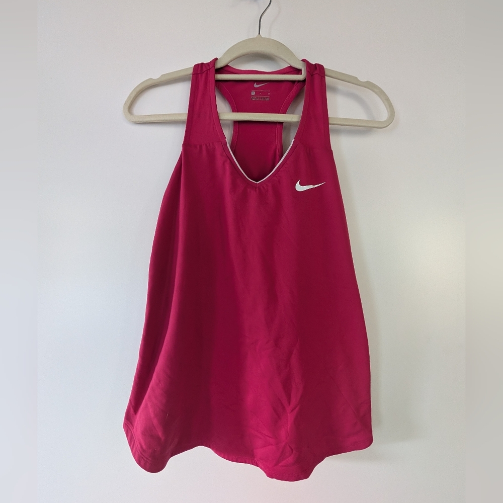 Nike Women's Fuchsia Racerback Tank with White Swoosh